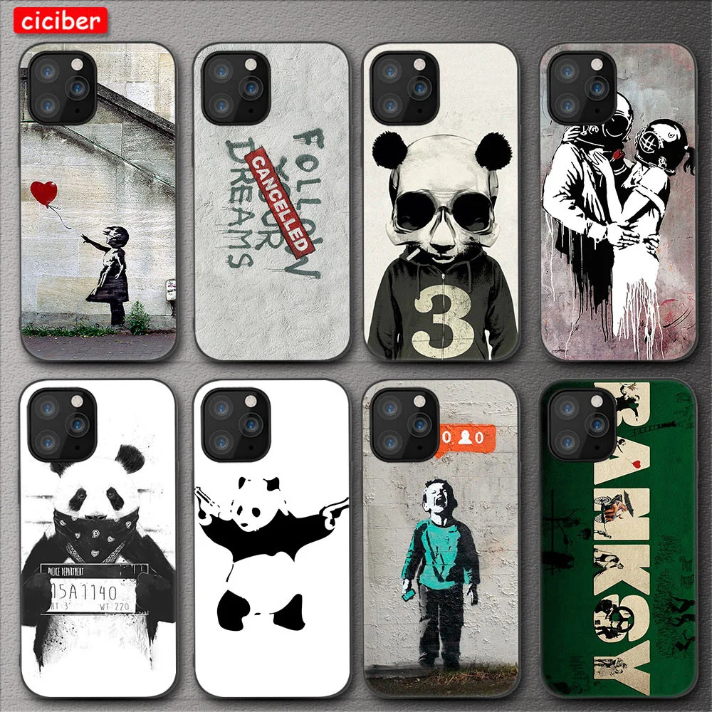 Чехол для телефона с рисунком панды Banksy iPhone 11 12 Pro Max Mini чехол 7 8 6 S Plus X XR XS MAX 5 SE 2020