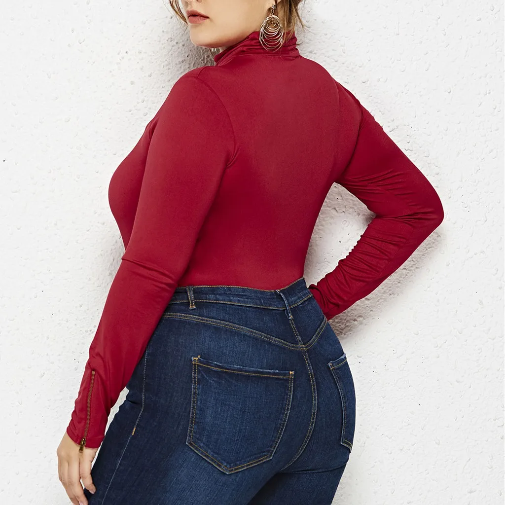 Облегающий силуэт боди Для женщин сексуальные с высоким воротом и длинными