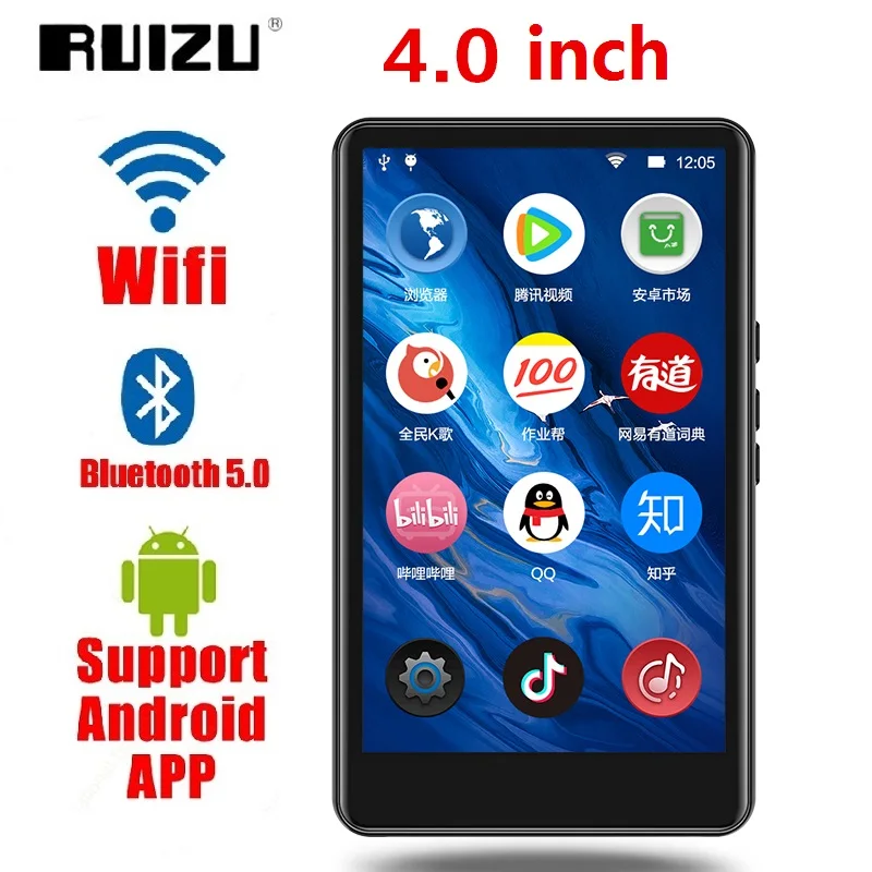 Новейший MP3 плеер RUIZU H6 Android с Wi Fi Bluetooth 5 0 полносенсорным экраном 4 дюйма 8/16 ГБ