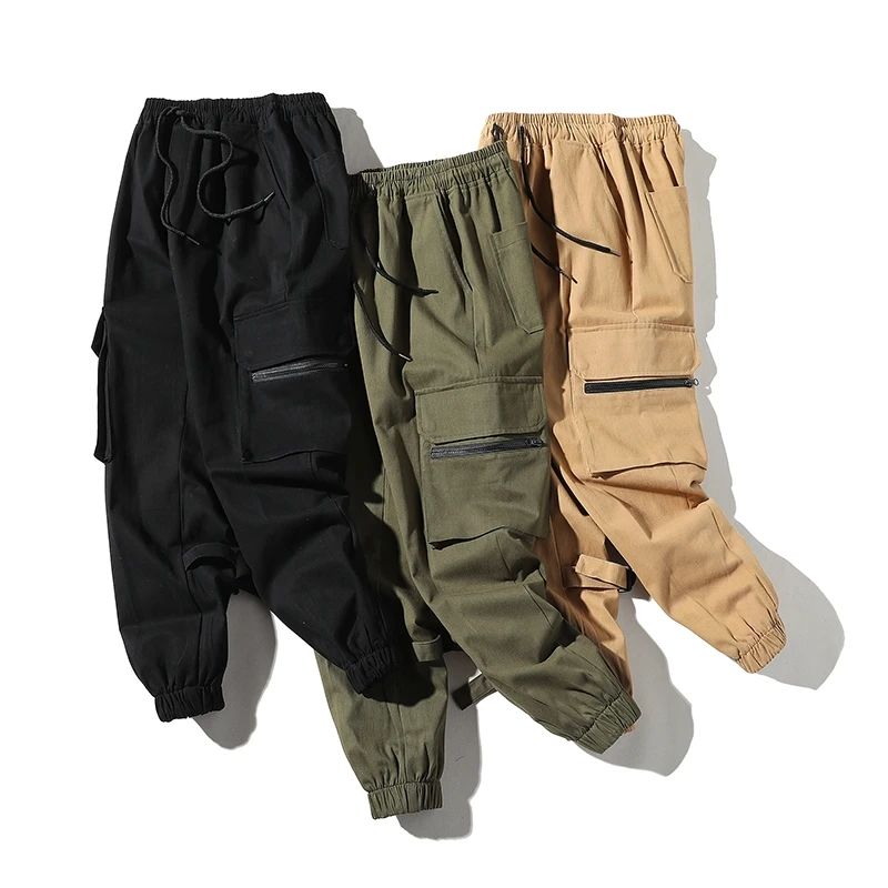 

New 2021 Autumn Winter Joggers Men Casual Cotton Cargo Pants Solid Streetwear Hip Hop Multi-Pockets Mens Joggers Pants Trousers