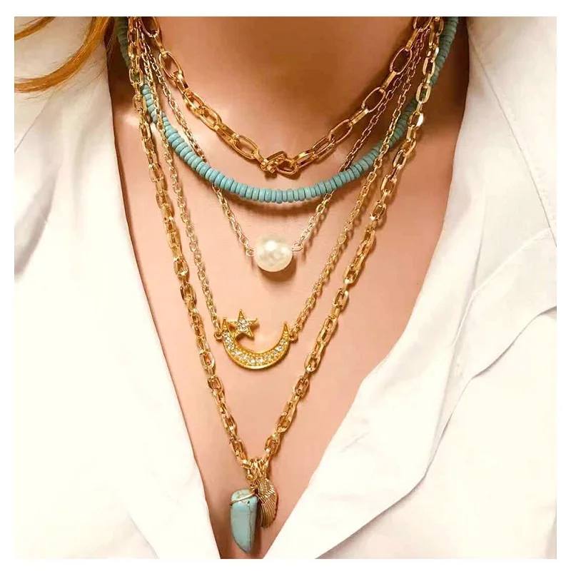 2020 новая Многоуровневая длинная цепь Ошейник Колье Ожерелье винтажное панк