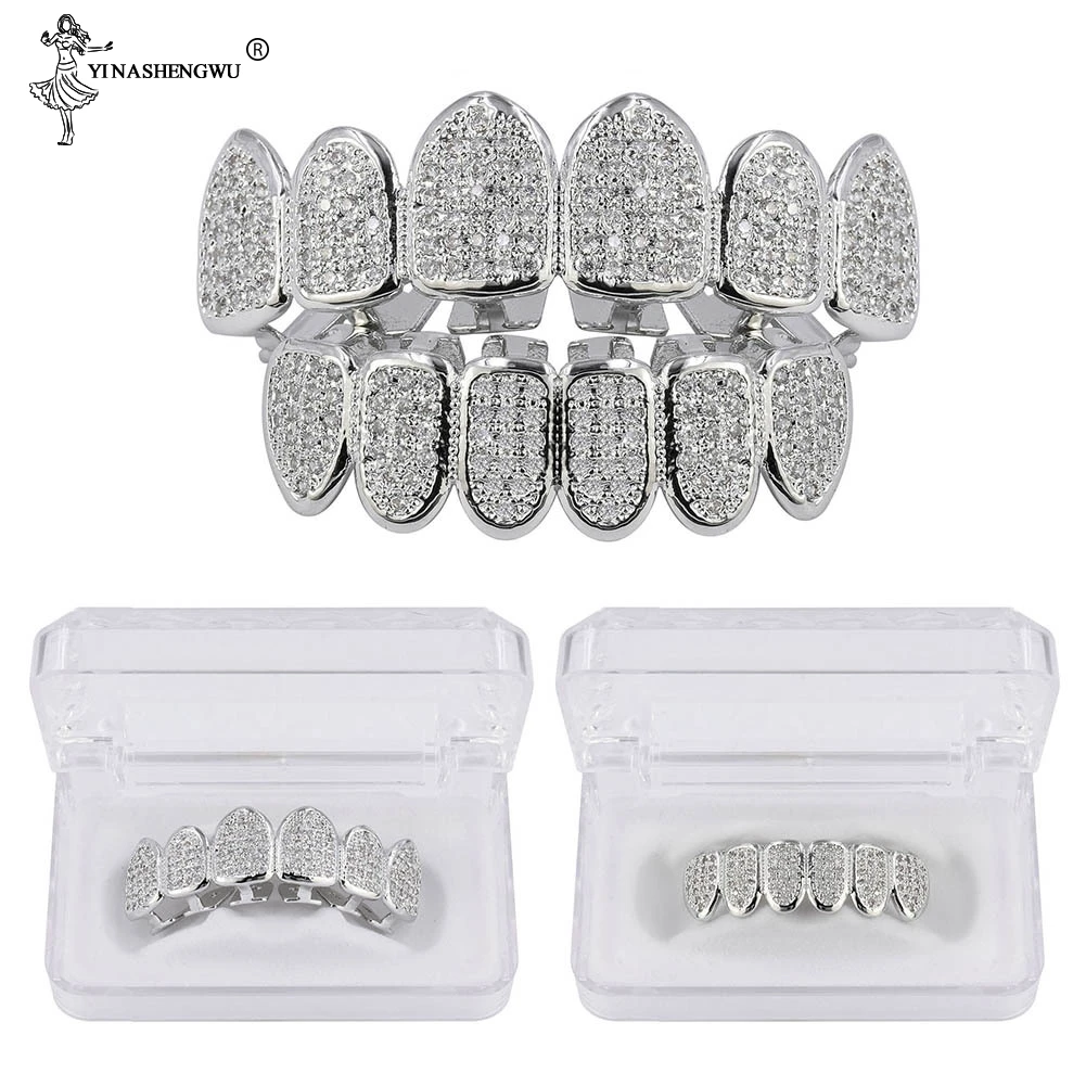 Хип хоп Позолоченные колпачки для зубов CZ микро закрепите эксклюзивные