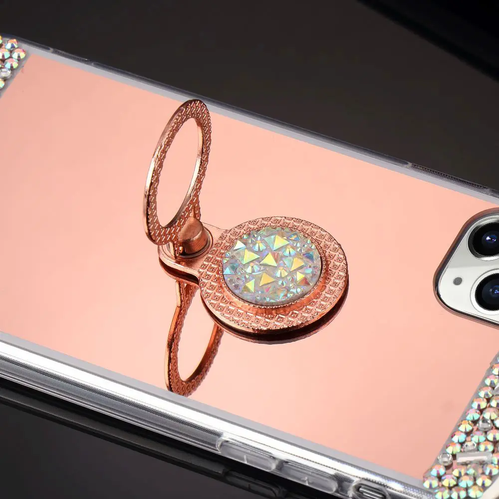 LAPOPNUT Розовое Золото Блестящий Алмазный Бампер зеркальный чехол для Iphone 11 Pro Xs Max Xr