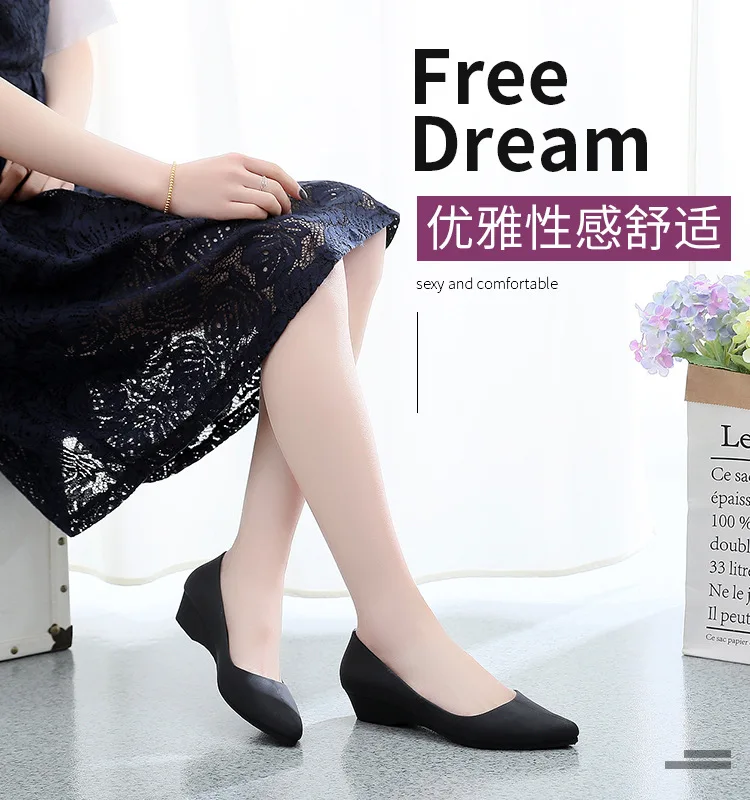 CXJYWMJL Autumn Fashion Low Heel Women Shoes Comfortable Wedge Heel Shoe Pointed Shallow Mouth Shoes Fashion Wild Female Shoe