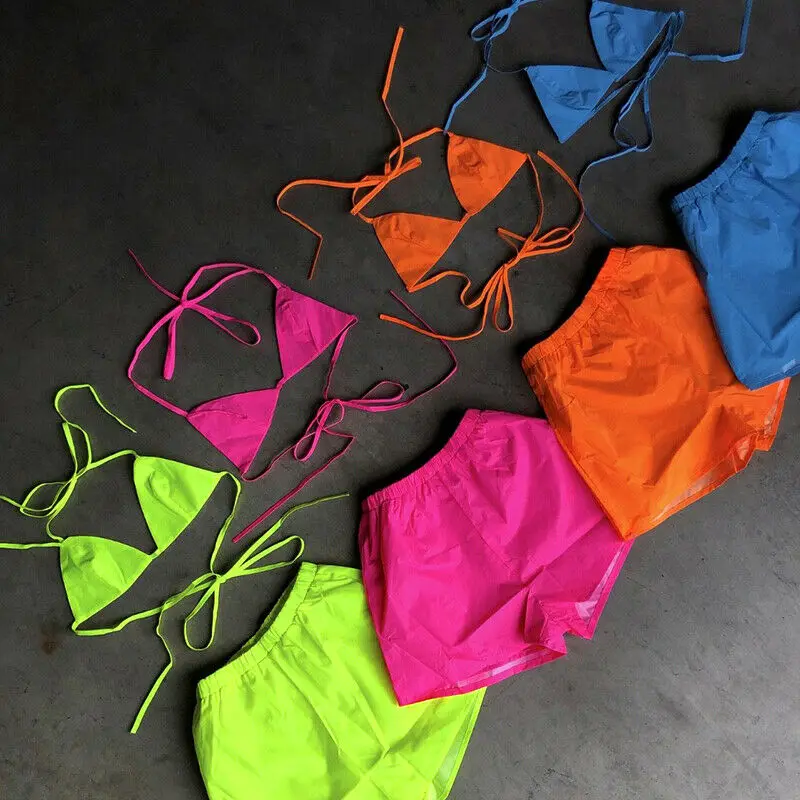 2 шт. женские светоотражающие шорты с лямкой на шее комплект из предметов шорт