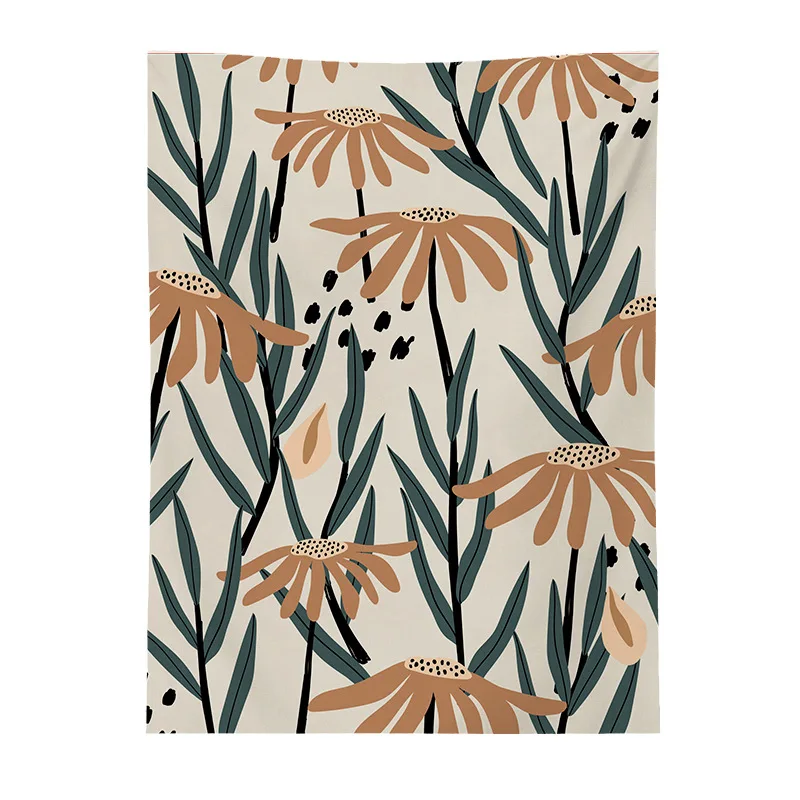 

Flower Tapestry Nordic Cactus Aesthetic Art Wall Hanging For Living Room Home Decor Green Plant Wall Carpet Tapiz Floral Mural