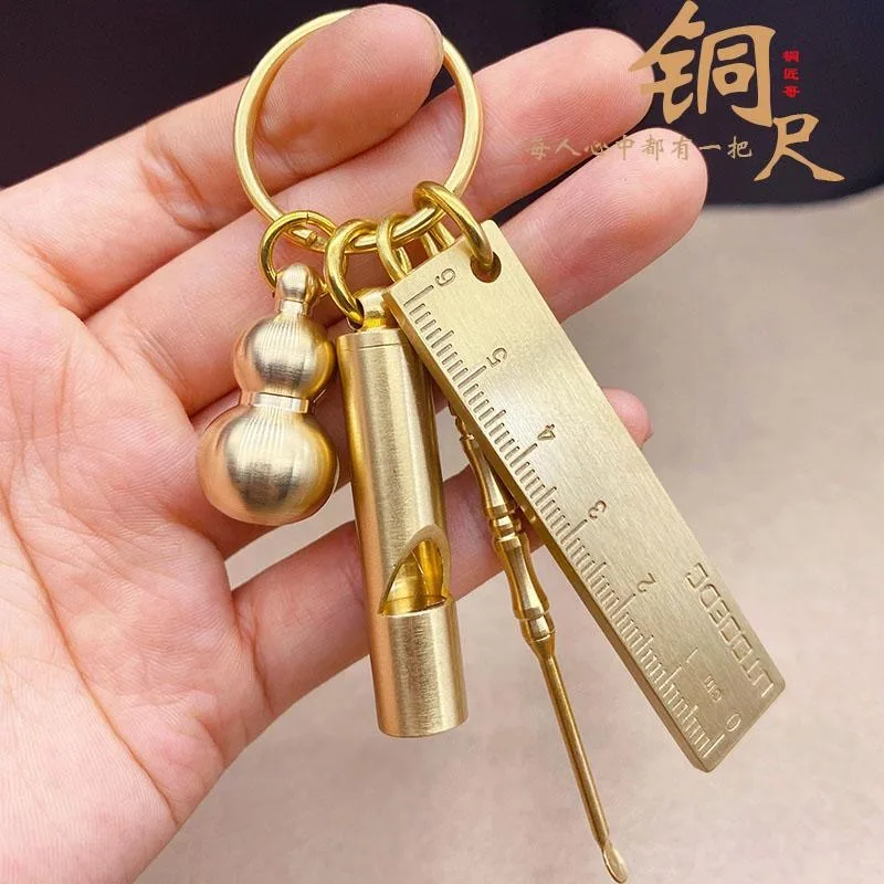 Творческий Чистая медь мини подвеска с линейкой ручной работы кулон-брелок для