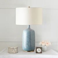 chinese blue ceramic vase table lamp classical simple white cloth copper living room bedroom decor led e27 desk light fixture