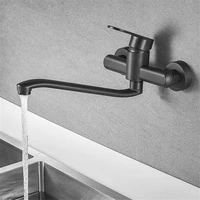 kitchen faucet brass sink mixer water tap hot cold single handle wall mounted mop pool washing basin crane vessel blackwhite