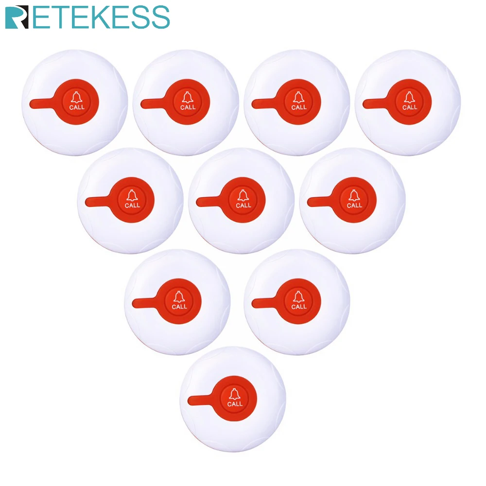10pcs Retekess TD009 Wireless Call Button Caregiver Restaurant Pager Waterproof for Elderly Patient for T114 and TD108 TD106