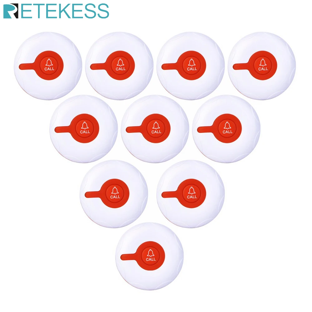 10 шт. беспроводная кнопка звонка Retekess TD009 для ухода за домом пейджер ресторанов
