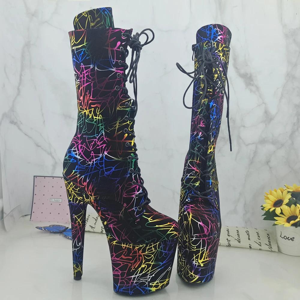 Leecabe/разноцветные танцевальные ботинки на платформе и высоком каблуке 20 см/8