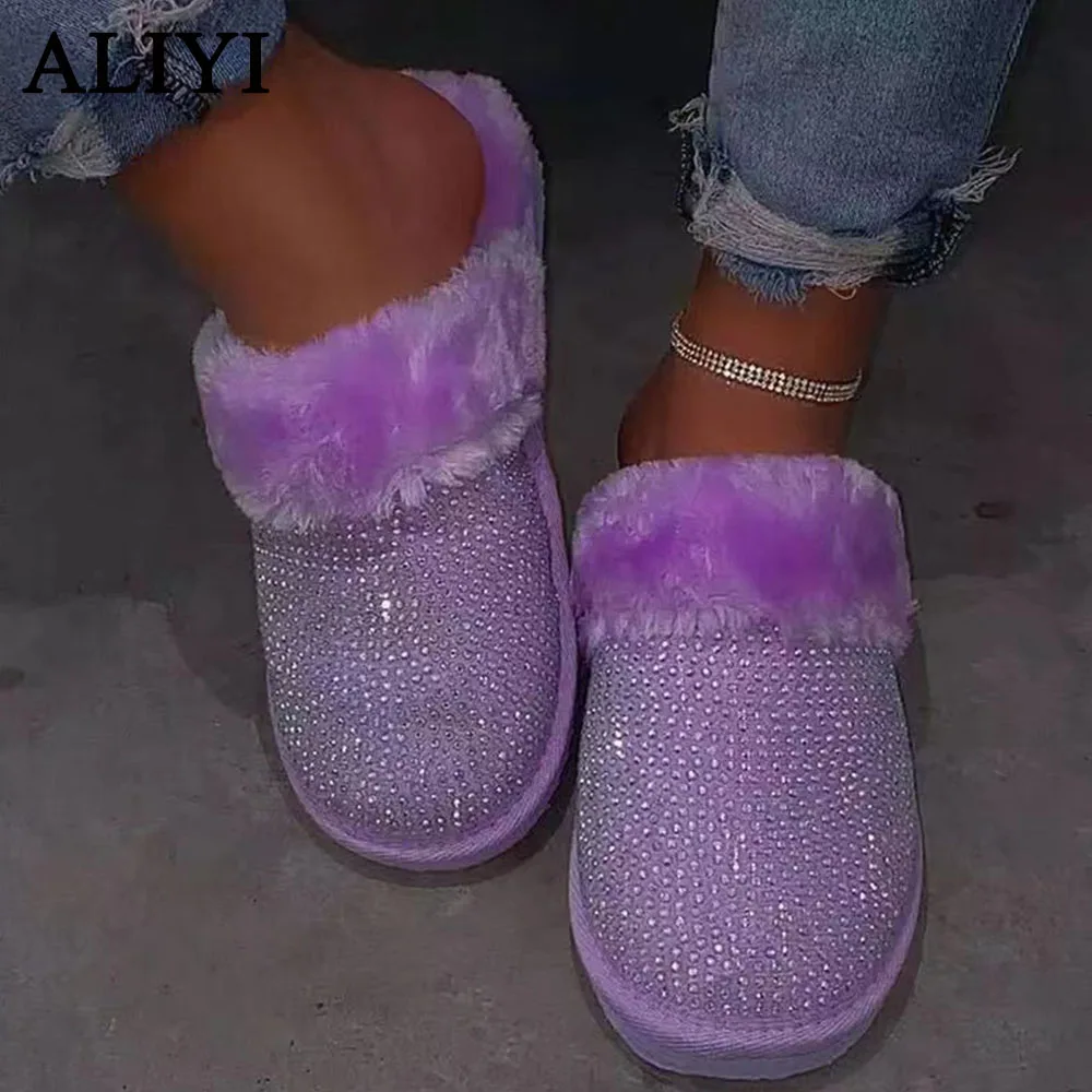 

2021 Осенняя теплая обувь, женские домашние удобные тапочки больших размеров 36-43, женские меховые тапочки на плоской подошве