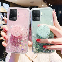 On OPPO Reno 5 Lite Case For OPPO Reno 4 3 Pro SE 2Z 2 Z Ace Find X2 F17 Pro F11 R17 R15 F9 F7 Clear Glitter Soft Cover Bumper