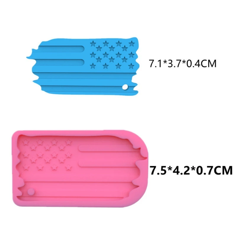 

85LF 5 Pcs American Flag Keychain Epoxy Resin Mold Jewelry Pendants Silicone Mould DIY Crafts Decorations Casting Tool