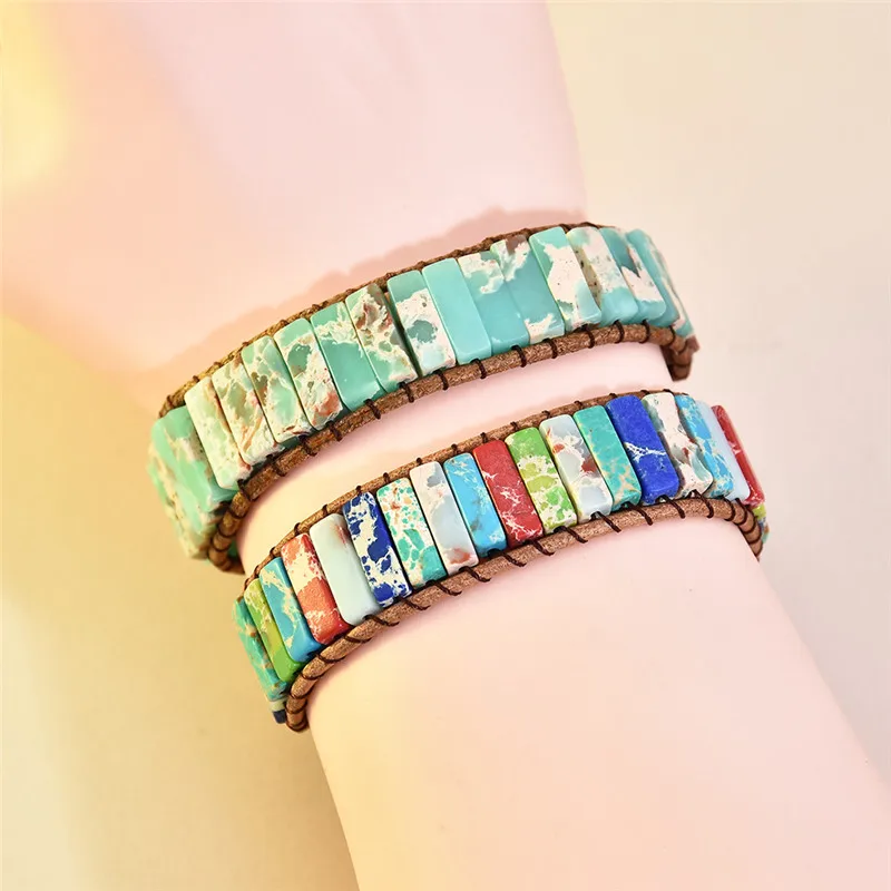 Браслет из натурального камня с 7 чакрами ручной работы браслет бусинами кожаная