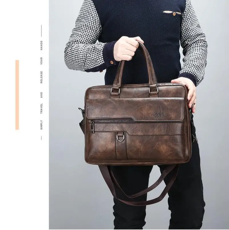 

New Men Briefcase Bags Business Leather Shoulder Messenger Bags Man Work Handbag 14 Inch Laptop Bag Bolso Hombre Bolsa Masculina