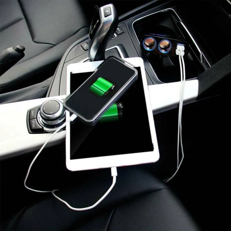 

2 Way Splitter Charger Adapter Power Socket Black DC 12V Double Dual USB