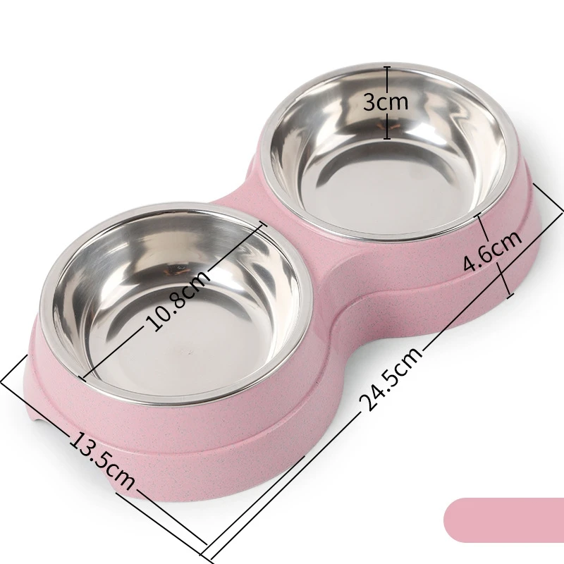 Миски для собак двойная нержавеющая сталь нескользящая Съемная питьевая вода