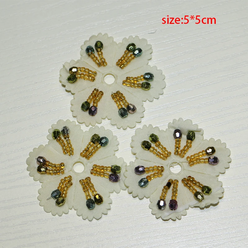 5 Pcs/pack Handmade Rhinestone beaded DIY Satin Ribbon Cherry blossoms Sewing Small Wedding Party Craft Decor Badges | Дом и сад