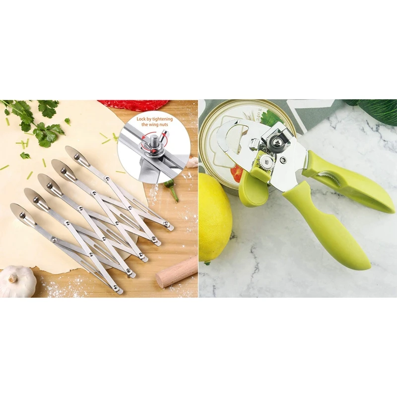 HOT-5-Wheel Pastry Cutter Pizza Multi Wheel Dough Cutters &amp Manual Can Opener Stainless Steel 8Inch | Дом и сад