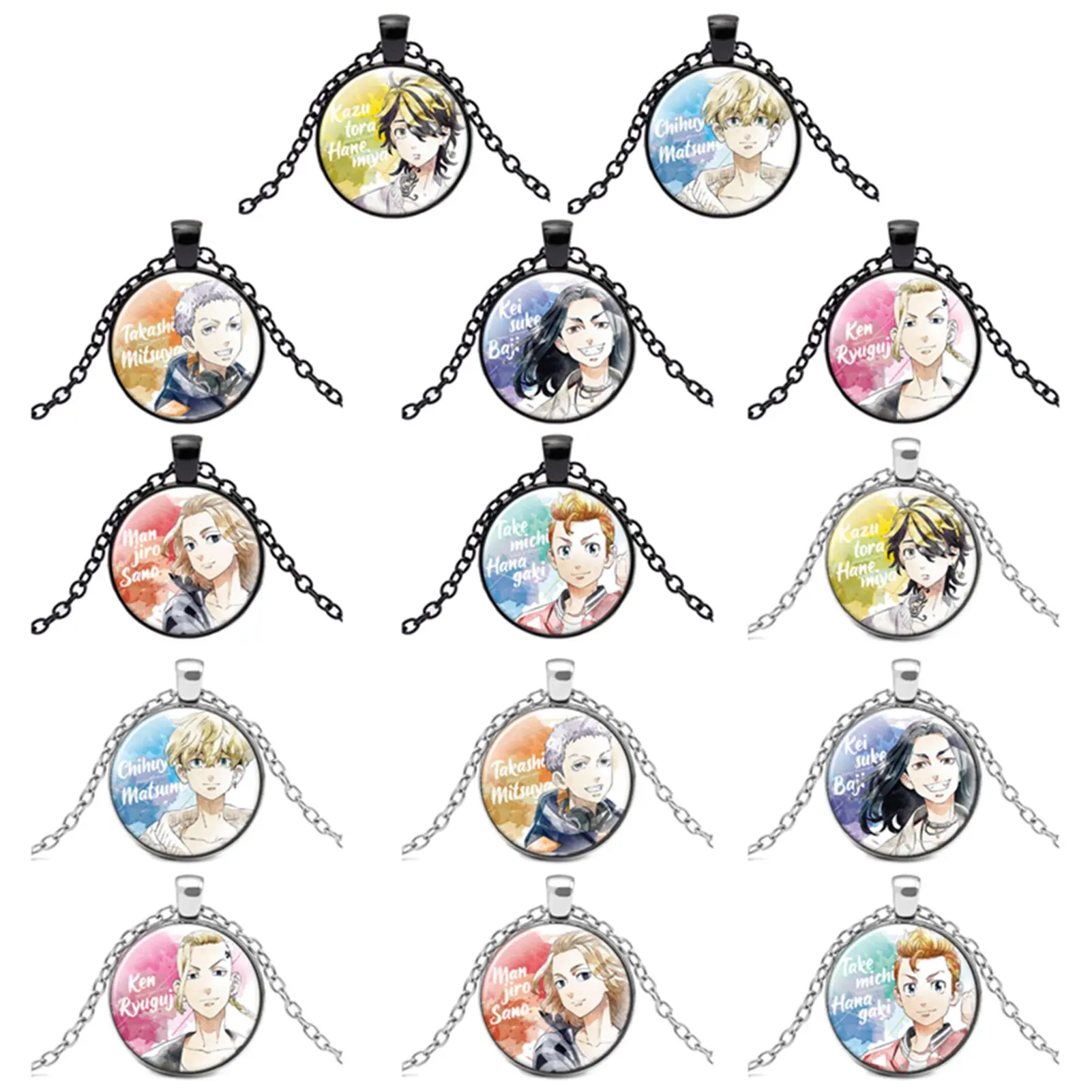 2021 New Tokyo Revengers Pendant Necklace Anime Pendants Round Glass Photo Necklaces 25mm Jewelry Gifts Fan