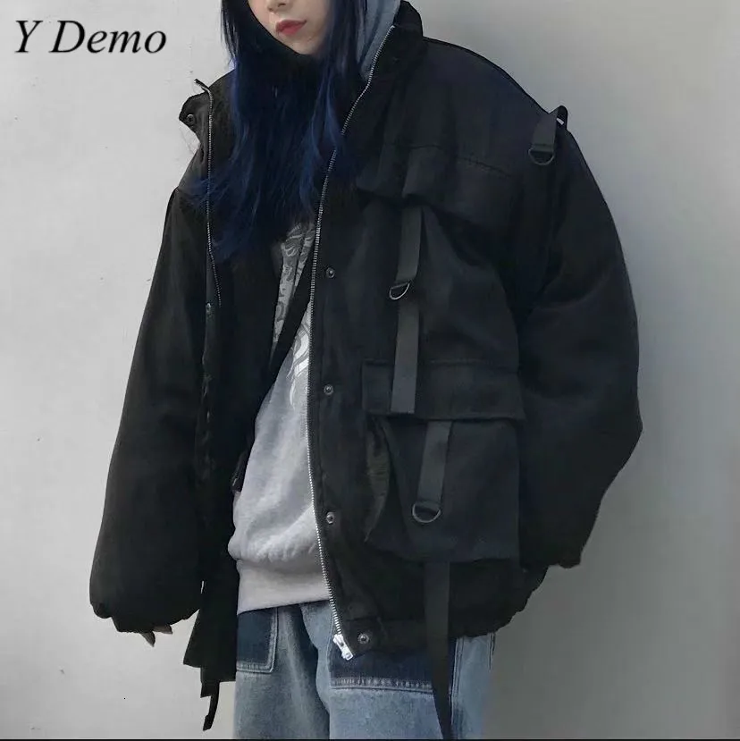 Женская свободная куртка на молнии Techwear Harajuku с длинным рукавом и карманом |