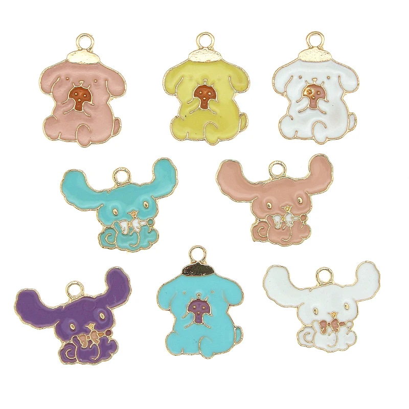 10 шт./лот 16*21 мм 17*22 мм мультяшный кролик клубника пудинг собака эмаль шармы в пару Серьги Подвески подходят DIY ювелирные изделия