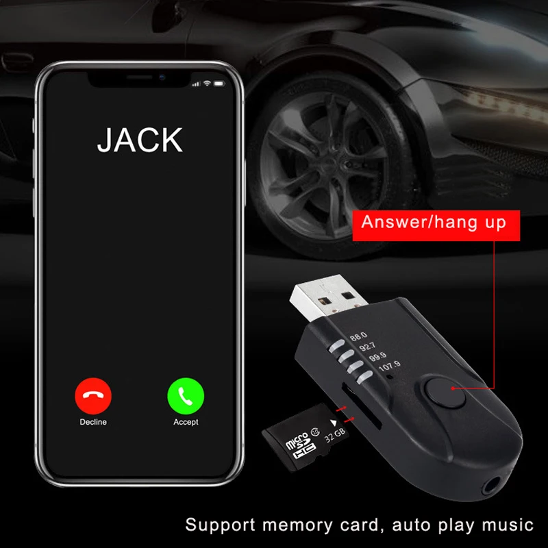 Aux Bluetooth автомобильный комплект беспроводной аудиоприемник 3 5 мм Поддержка TF