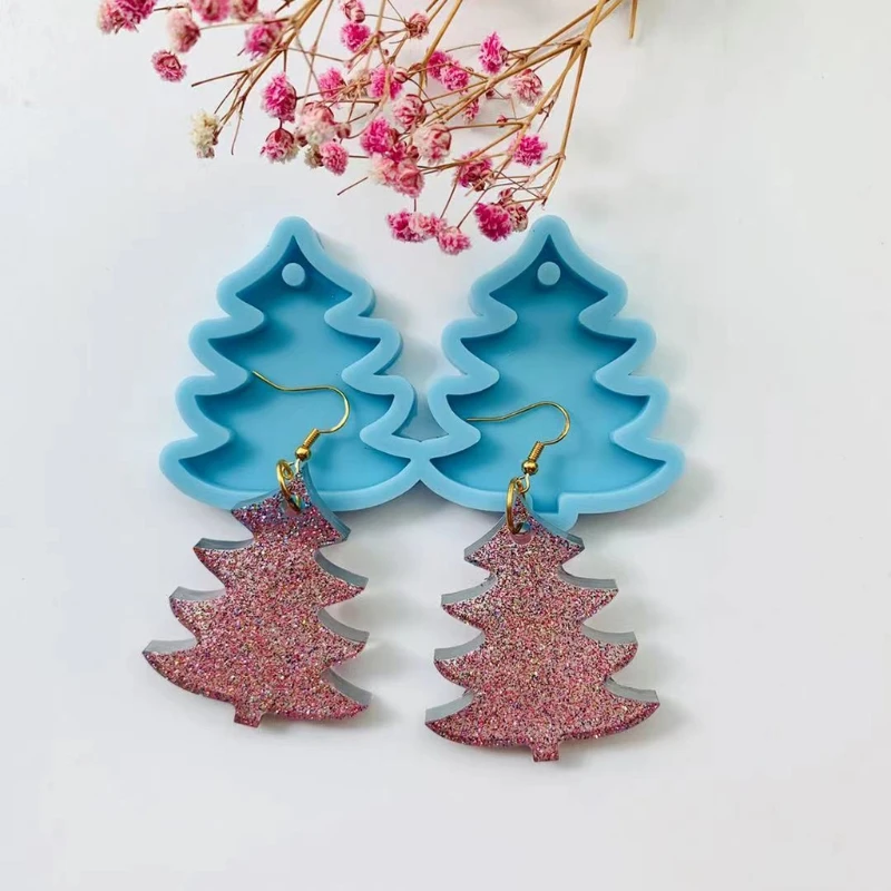 

Christmas Pine Tree Earrings Epoxy Resin Mold Eardrop Dangler Casting Silicone Mould DIY Crafts Jewelry Pendant Mold