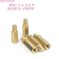 20pcslot m3l34568brass copper hex socket female to male standoff spacer screws board stud column bolts spacing1128