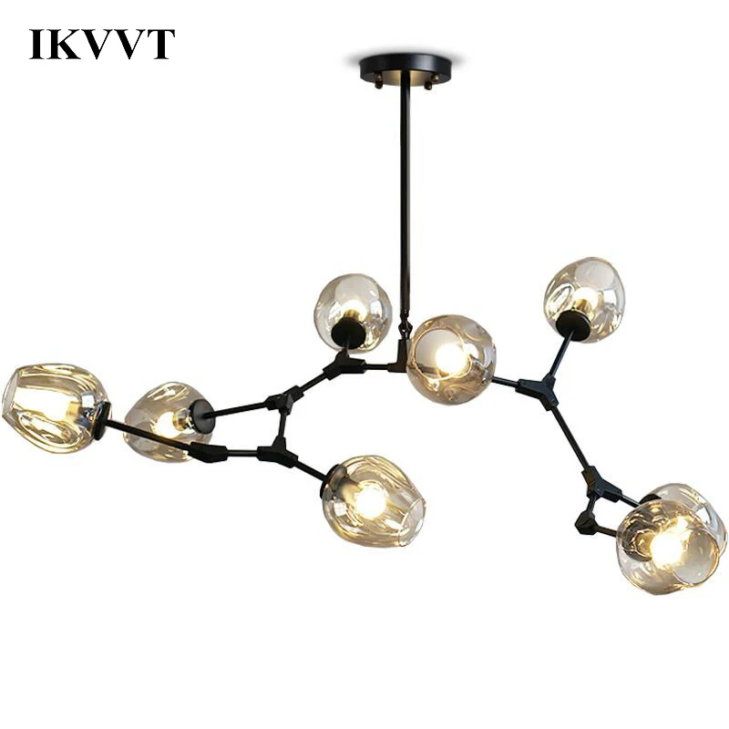 

IKVVT Creative Molecule Pendant Light E27 Clear Glass 5/7/8/10/12Heads Dining Room Living Room Home Decor Light Lighting Fixture