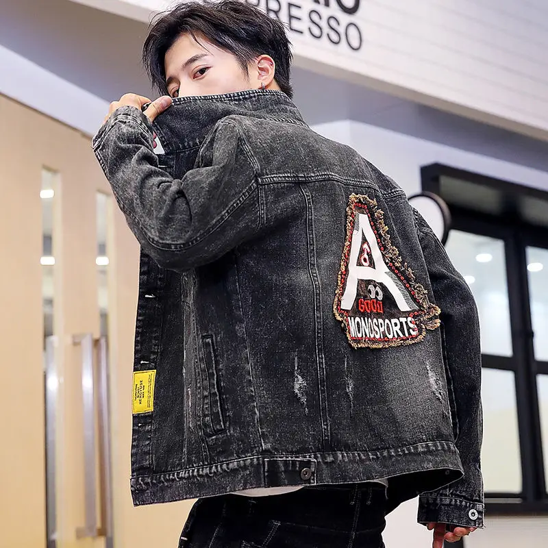 Мужские джинсовые куртки новые с буквенным принтом пальто высокого качества