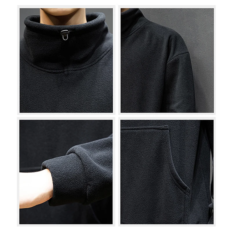 

Loose Plus Size Stand-up Collar Men's Hoodies Autumn And Winter Male Casual Hoodies Sweatshirts Men's Solid Color Hoodies Tops