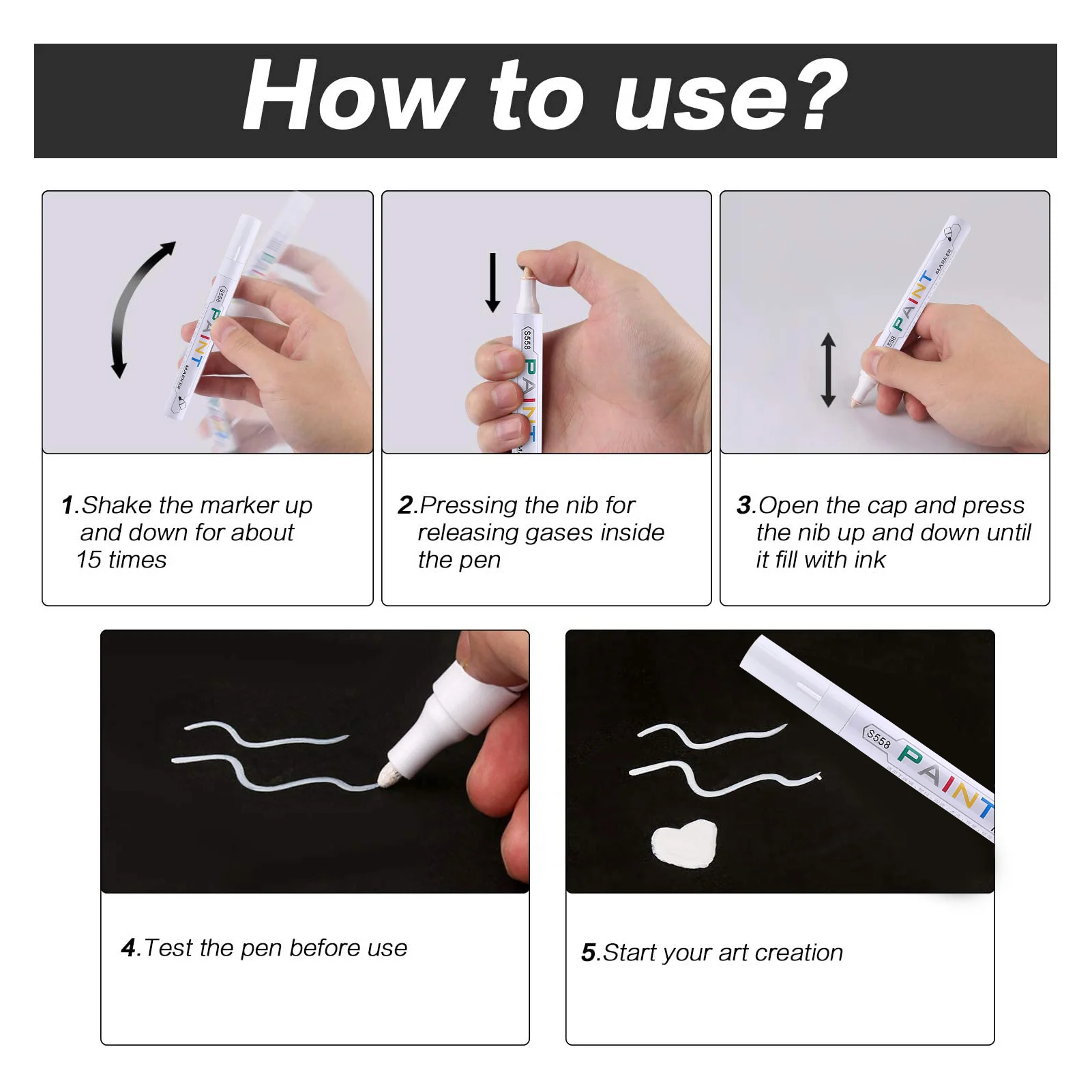 

Car Paint Pen Touch-up Tire Sign In Waterproof Comfortable Oily Note Pen Marker Pen Based Premium Fill Paint