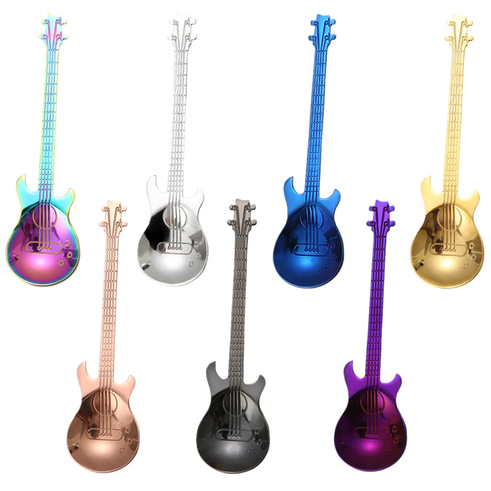 1 шт. из нержавеющей стали мультяшная гитара ложка креативная молочная кофейная