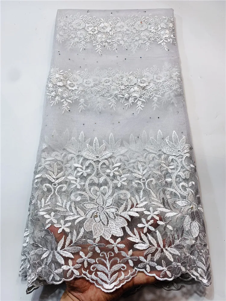 Африканский по низкой цене кружевная ткань высокого качества с белым кружевом