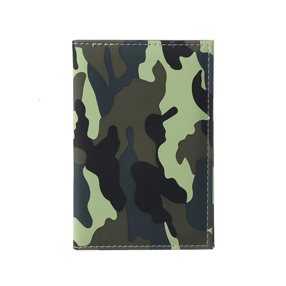 Travel Designer Army Camouflage Pu Passport Cover Women Men Credit Card ID Holder Case Ticket Wallet Document Clip Organizer