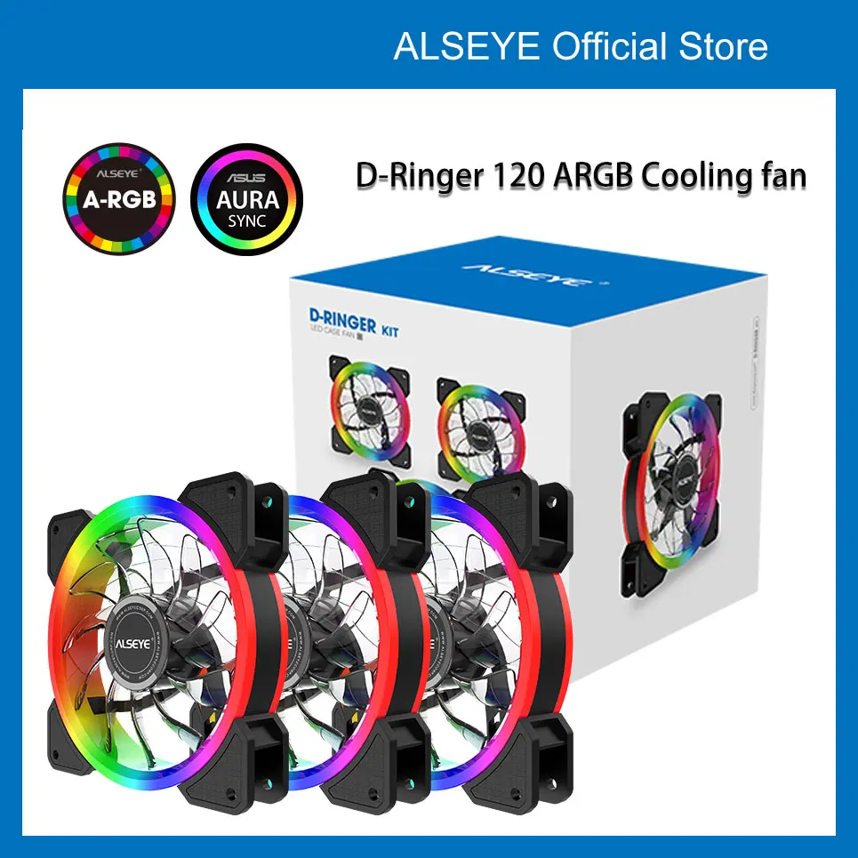 

ALSEYE D-Ringer 120mm Aura Sync Computer Case Fan Adjustable RGB Lighting PC Cooler Cooling ARGB Cooling Fan