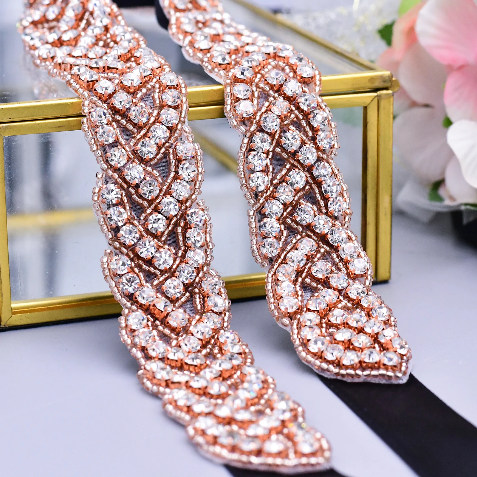 

AMORARSI S216-RG Rhinestones Belts for Women Wedding Accessories Bride Bridesmaid Dress Sash Belt for Women Prom Evening Dresses