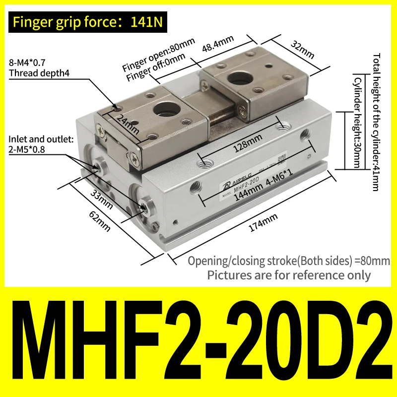 MHF2 Double acting Low Profile Air Gripper MHF2-8D MHF2-12D MHF2-16D MHF2-20 MHF2-8D1 MHF2-12D1 MHF2-16D1 MHF2-201 MHF2-8D2
