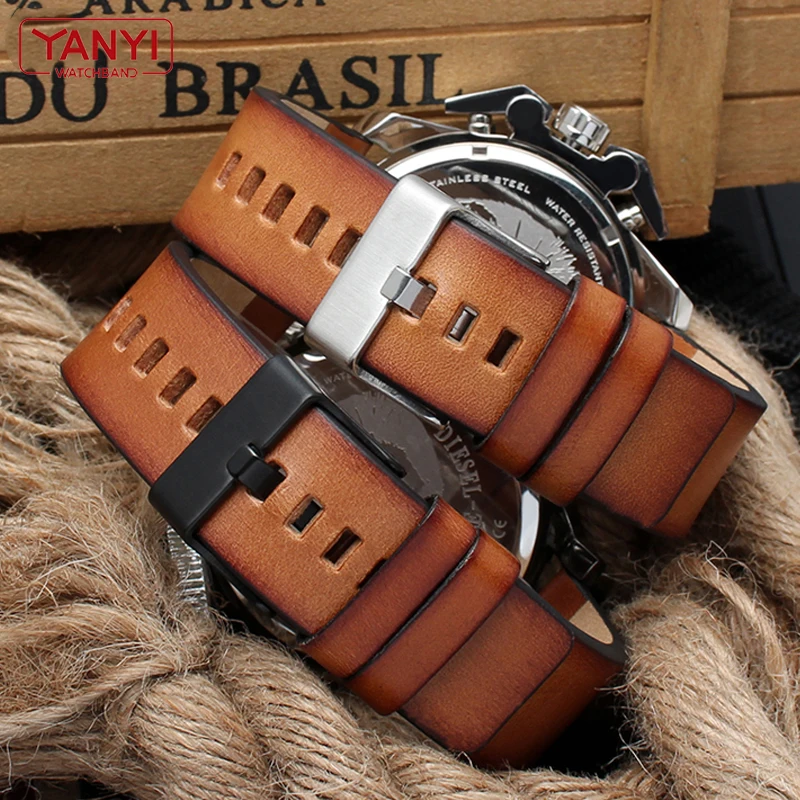 

Genuine Leather bracelet for diesel DZ7406 DZ7408 DZ4476 DZ4343 watch strap Brown watchband 22mm 24 26mm Retro wristwatches band