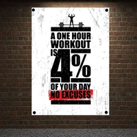 a one hour workout is 4 of your ady no excuses motivational workout posters banners flags wall art canvas painting gym decor