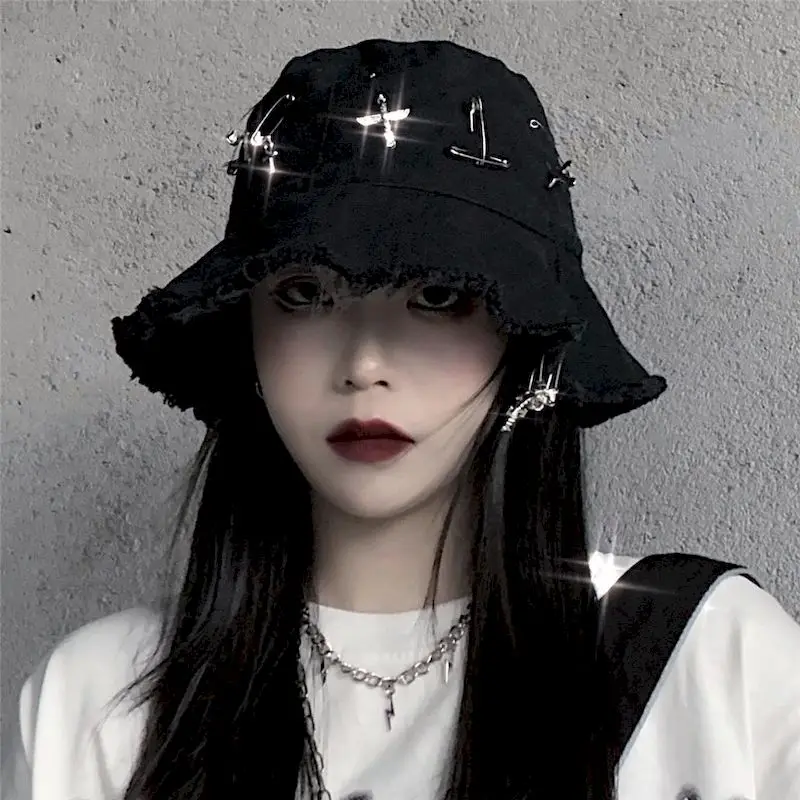 Панама в стиле Харадзюку Женская черная шляпа рыбака модная повседневная