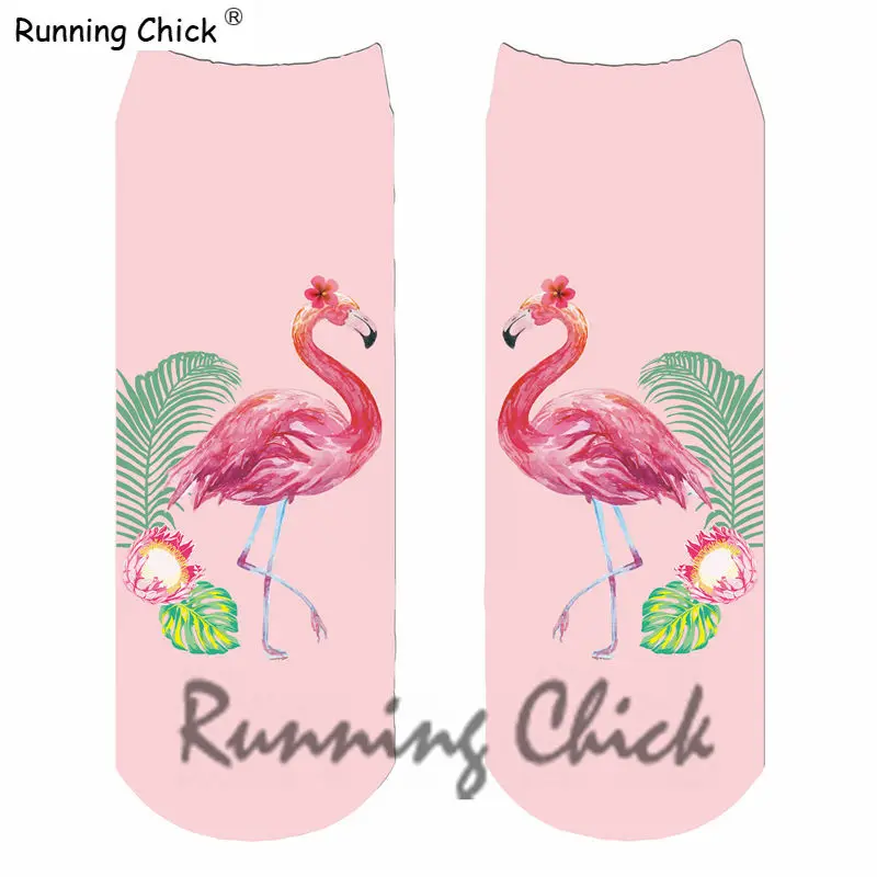 Бег цыпленок дизайн Фламинго 1 цифровая печать носки с оборками Для женщин|socks