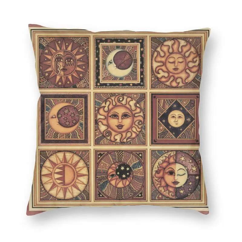 

Vintage Egyptian Sun Moon God Stars Art Modern Throw Pillow Covers Home Decorative Anime Mural Style Chair Cushion