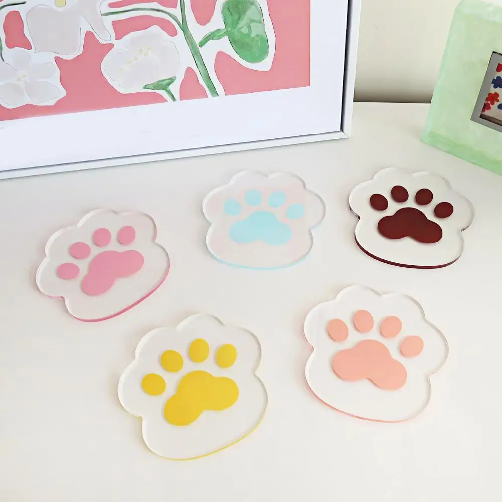 

Cup Mat Cute Heat Insulation Acrylic Cat Claw Shape Heat Pad for Home