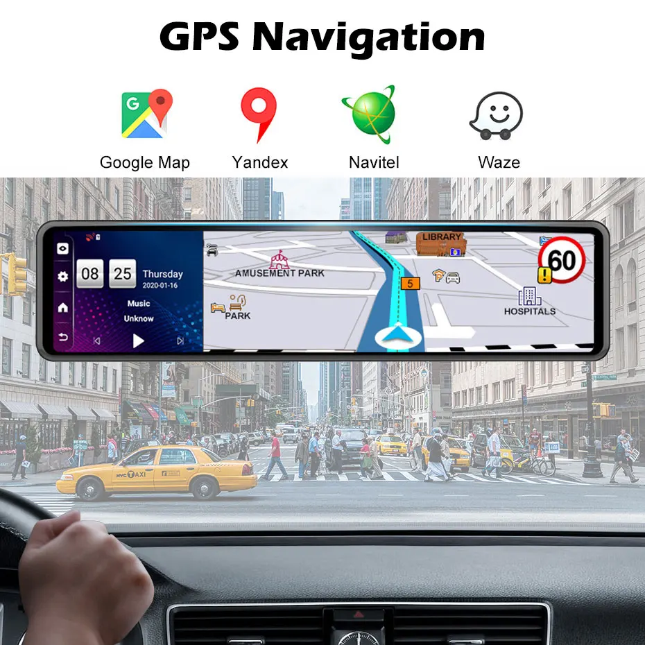 Видеорегистратор на зеркало заднего вида 12 дюймов 4G Android 8 1 GPS | Автомобили и