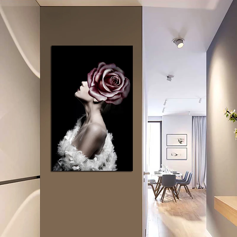 Современная Картина на холсте с цветами для девушек настенное искусство