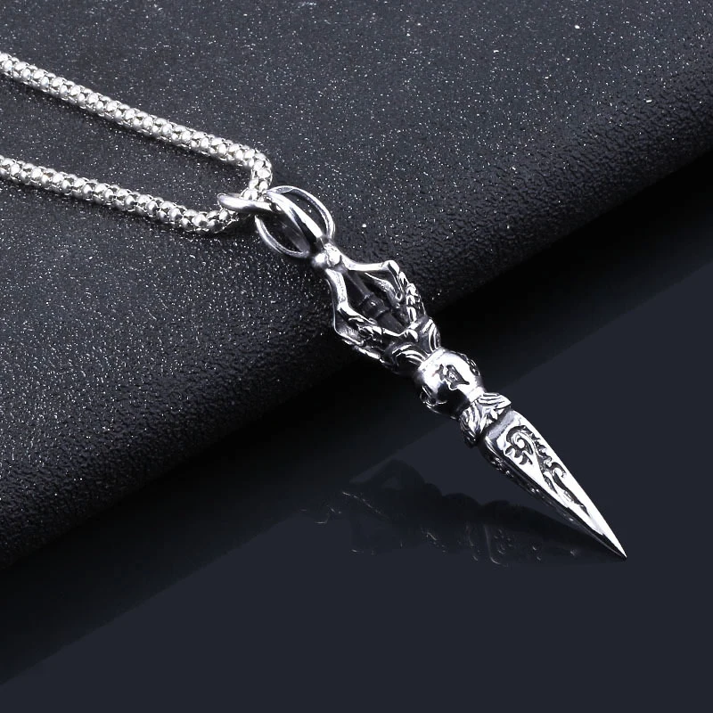 Men Stainless Steel Phurba Kilaya Pendant Necklace Tibetan Buddhism Vajrayana Buddhist Vajra Dorje | Украшения и аксессуары